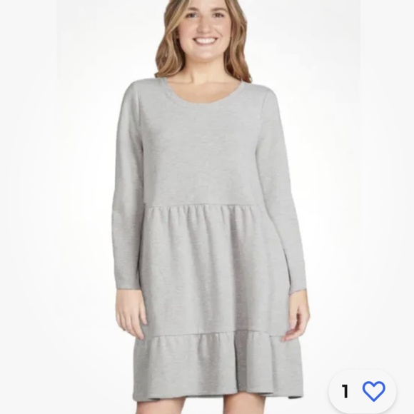 Time and Tru Women’s Gray Tiered Sweatshirt Dress Large (12-14) NEW - Picture 6 of 12